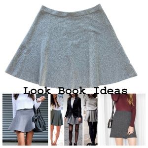 Purnell Ribbed Knit Circle Skirt Women's 8/29 Heathered Light Gray EUC